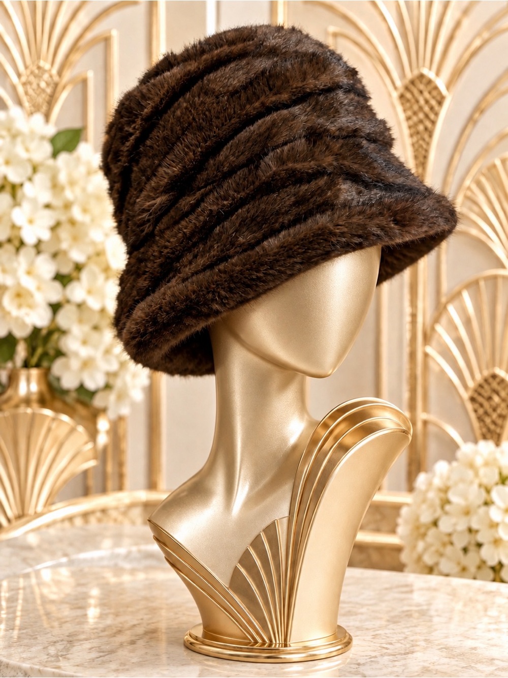 🆕❤️❤️❤️Luxury Sable Brown Faux Fur Bucket Hat - Women's Accessory